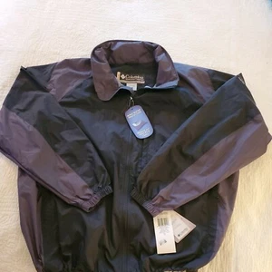 NEW Columbia XL Hooded RAIN JACKET XCO Black/Gray Packable Full Zip Kelly Flat - Picture 1 of 12