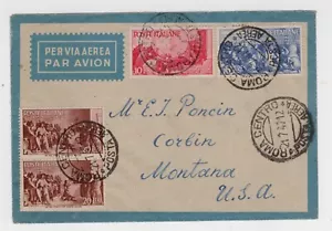 ITALIA 1947 CUBIERTA DE CORREO AÉREO A CORBIN MT EE. UU. - Imagen 1 de 2