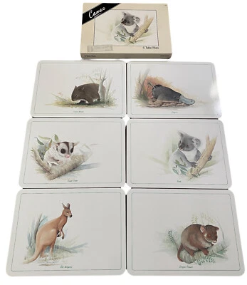 Vtg New Zealand Made Scenic Cork Board Placemats Australian Animals Set of 6 - Image 1 of 4