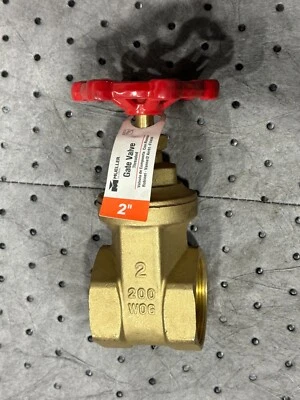 MUELLER GLOBAL 2" DIAMETER THREADED BRASS GATE VALVE FOR WATER, GAS, AIR 100-008 - Image 1 of 3