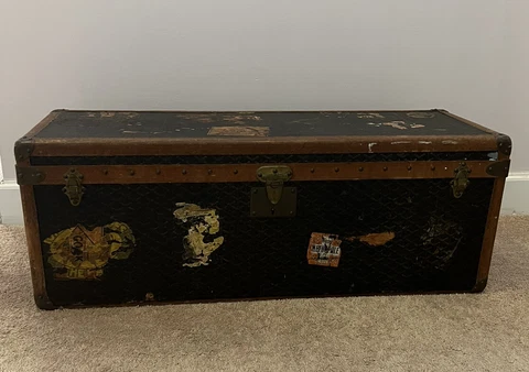 Antique Rare Goyard Chevron Canvas Shoe Trunk Cover