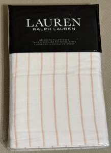 NEW Ralph Lauren Spencer Stripe Sateen Pillowcases Standard Blush Pink + White - Picture 1 of 5