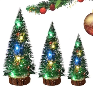 Mini Christmas Tree 3pcs Small Tabletop Christmas Tree With LED Lights Ornament - Picture 1 of 12