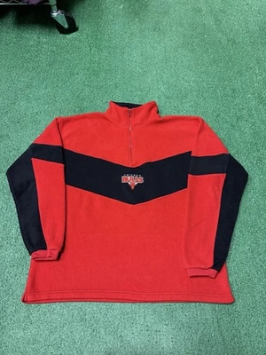 复古 Pro Edge 芝加哥公牛队红羊毛套衫男式 XL 码半拉链 NBA — 第 1/4 张图片