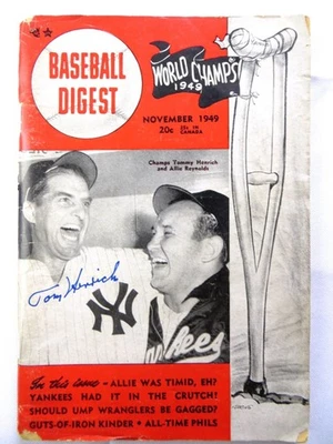Tommy Henrich Signed Autograph Magazine Baseball Digest 1949 Yankees JSA AG39537 - Image 1 of 4