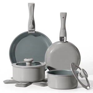 Set 14pz Pentole Padelle Ceramica Antiaderenti Manico Staccabile Piano Induzione - Foto 1 di 5