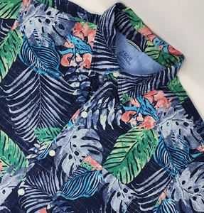 Camisa relajada con botones manga corta tropical azul M de agua salada Izod para hombre usada en excelente estado - Imagen 1 de 9