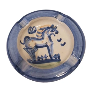 Rare MA Hadley Country Blue Horse with Pink Polka Dots Ashtray SIGNED  - Picture 1 of 4