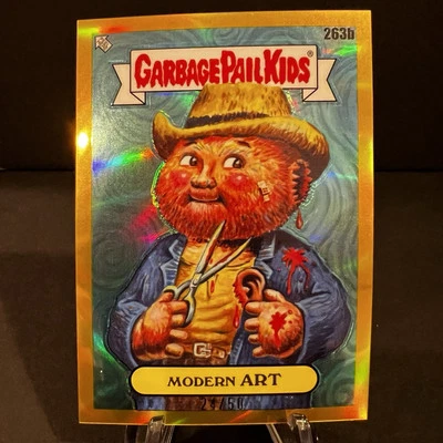 2024 TOPPS GARBAGE PAIL KIDS CHROME 7 #263B MODERN ART GOLD REFRACTOR - Image 1 of 2