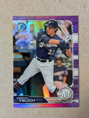 2019 Bowman Chrome - Christian Yelich #63 Purple Refractor /250 - Image 1 of 4