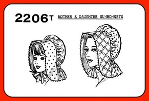 SUNBONNET Pattern Hat Mother Daughter Mail Order 2206T Vintage Sewing Craft - Picture 1 of 4