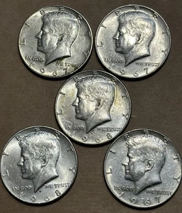 Lote de 5 piezas de medio dólar Kennedy 40% plata - Imagen 1 de 4