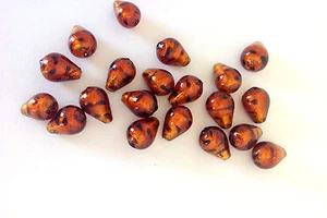 Puffed Murano Lampwork Glass Beads Shimmey Copper with Black Strips Quantity 20 - Picture 1 of 2