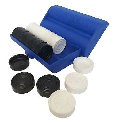 Checkers Game in Box Black and White Set of 24 Checker Chips 1.2" - Image 1 of 3