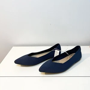 Old Navy Women’s Soft-Knit Pointed-Toe Ballet Flats Blue size 8 Washable NEW - Picture 1 of 7