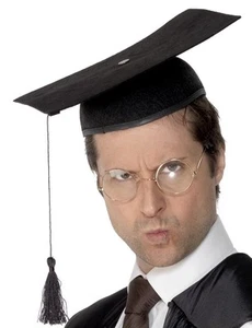 Mens Gents Unisex Mortar Board Black Lecturer Teacher Graduate Hat by Smiffys - Picture 1 of 6