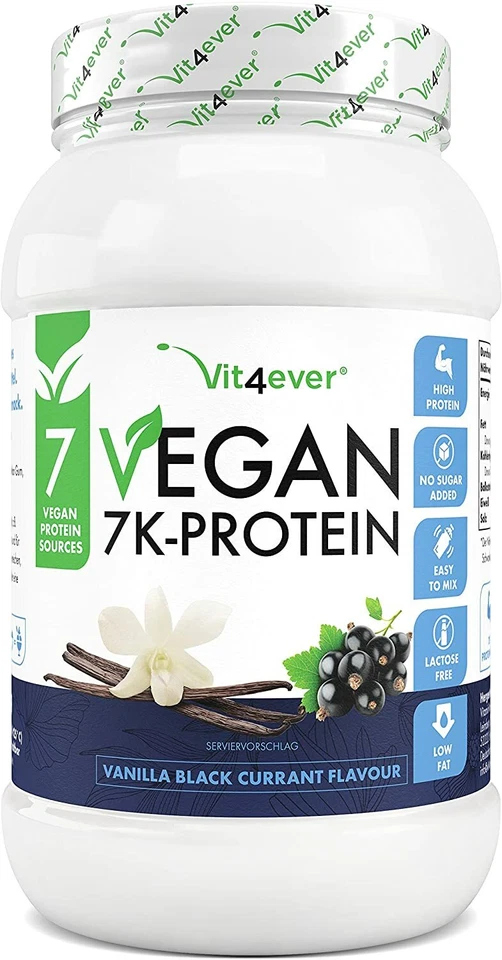 VEGAN 7K-Protein - 1kg / 1000g pflanz. Eiweiß aus 7 Quellen Vanille-Johannisbeer