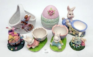 ThriftCHI ~ Lote grupal de estatuillas de conejito con huevos - algunas de resina, algunas de cerámica - Imagen 1 de 6