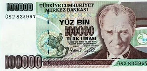 Turkey: 100,000 Lira, 1997 - Picture 1 of 2
