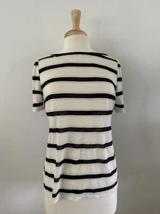 Ann Taylor gestreiftes Leinen Top Bluse Medium - Bild 1 von 8