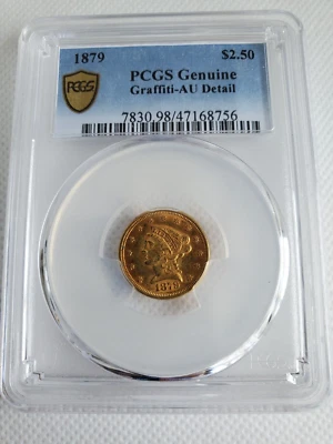 1879 年 2 美元 1/2 自由女神头金币 25 美分鹰罕见 — 第 1/2 张图片