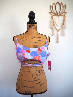 Lavender Lush Tropics Floral Wrap Bralette Bikini Top Juniors Size 2XL NWT - Image 1 of 4