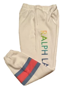 POLO RALPH LAUREN Women's White Logo Elastic Waist Fleece Sweatpants/Joggers, Sm - Picture 1 of 8