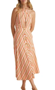 MINK PINK Edie Cut Out Halter Midi Dress Multi Size 10 AU RRP 159 WITH DEFECTS - Picture 1 of 7