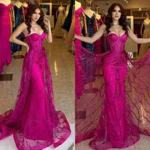 Mermaid Evening Dresses Elegant Beaded Prom Dress Sequins Bodice Formal Women - Picture 1 of 19