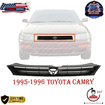 Front Grille For 1995-1996 Toyota Camry Black Plastic 4Cyl 6Cyl SE LE XLE DX - Imagem 1 de 4