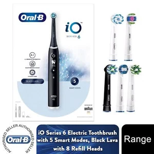 Oral-B iO Series 6 Elektrische Wiederaufladbare Zahnbürste - Schwarz mit 8x Nachfüllköpfen - Bild 1 von 66