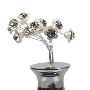 Premium Swarovski Crystal Pearl Sprays on Wire - Bridalcraft Diamante Picks Pins - Picture 1 of 1