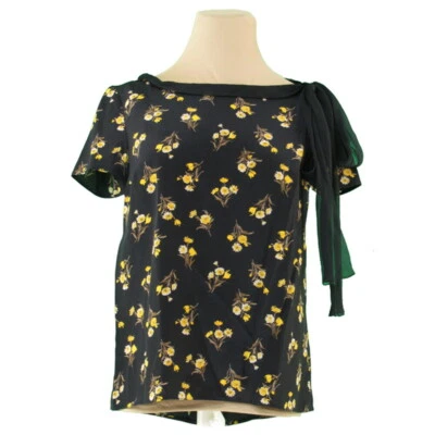 Blusa Prada Flor Floral Breege Seda Seda Auténtica Usada L3357 Foto 1 de 4