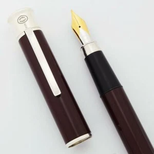 Georg Jensen Fountain Pen - Sterling w Burgundy Lacquer, 18K Medium Nib (New) - Picture 1 of 1