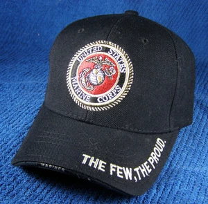 NUEVO United States MARINES LOGOTIPO Bordado Bola/Gorra de Béisbol Negra - NUEVO - Imagen 1 de 2