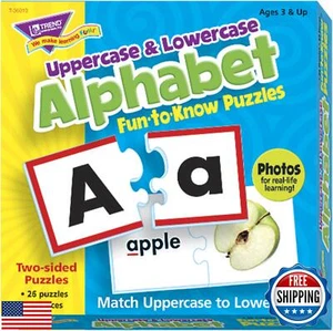 Trend Enterprises: Fun-to-Know Puzzles: Uppercase and Lowercase Alphabet, Lea - Picture 1 of 2