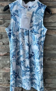 Tommy Bahama Women's Tabu Jungle Print Blue 1/4 Zip Golf  Dress Shorts M L NWT - Picture 1 of 6