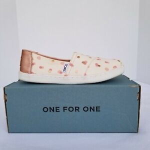 Toms Shoes Youth Classic size 3.5 Slip-On Pale Blush Party Dots   
