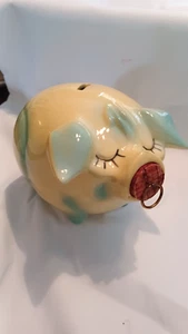 VTG 1957 CORKY PIGGY BANK w/CORK STOPPER--7 1/2" L x 5 1/2"W x 5 1/4" T - Picture 1 of 9