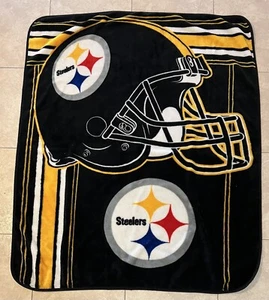 Pittsburgh Steelers Fleece Throw Blanket Helmet Logo Black Gold 58x50 - Picture 1 of 7