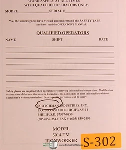 Scotchman 5014-TM, Ironworker, Operations and parts Manual Year (2006) - Picture 1 of 4