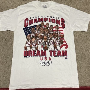 Vintage 1996 Olympics Basketball Dream Team Character Shirt White Medium NWOT - Picture 1 of 6