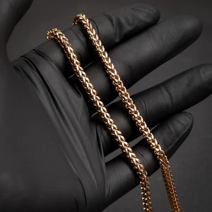 Rose Gold Plated Solid Heavy 316 Stainless Steel 4MM Franco Chain Necklace - Picture 1 of 6