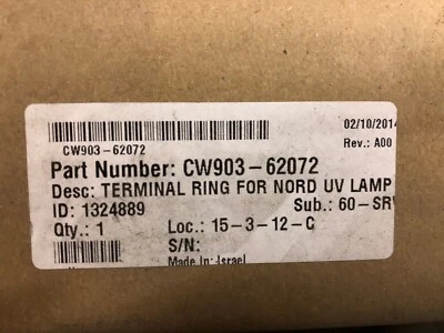 CW903-62072 Terminal Ring For Nord Uv Lamp Sp(Qty=3) - Image 1 of 2