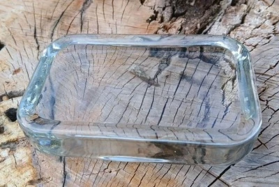  JABONERA DE VIDRIO LISO TRANSPARENTE VICTORIANO ÚNICO DE 4"×2"×7/8" DE COLECCIÓN Foto 1 de 4