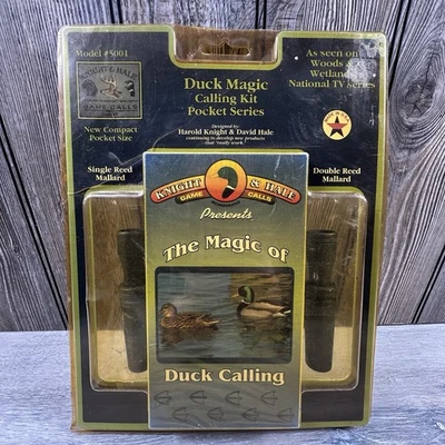 VINTAGE KNIGHT & HALE DUCK MAGIC CALLING KIT  POCKET SIZE DOUBLE REED MALLARD - Image 1 of 4