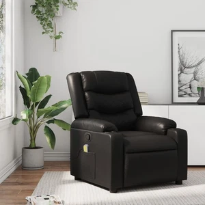 Massage Recliner Chair Adjustable Reclining Armchair Black Faux Leather vidaXL - Picture 1 of 12