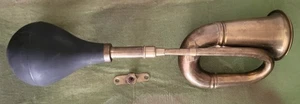 Vintage antique rubber ball/bulb curled car horn brass goose honk trumpet loud - Picture 1 of 5