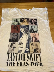 Taylor Swift V-Neck The Eras Tour 2023 Short Sleeve Tee Top Adult Large White - Bild 1 von 4