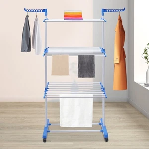 4-Tier Folding Clothes Drying Rack Stainless Steel Laundry Garment Dryer Stand - Picture 1 of 24
